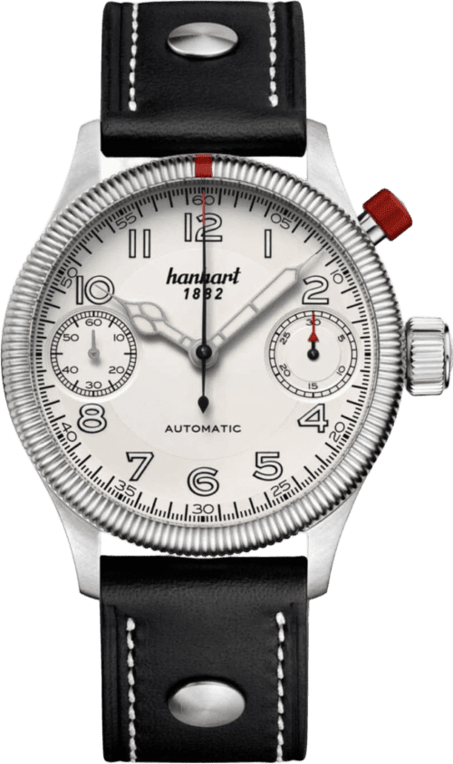 Hanhart PIONEER MonoScope silver, fluted bezel, 45 mm