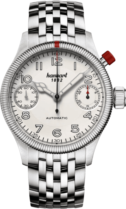 Hanhart PIONEER MonoScope silver, fluted bezel, 45 mm