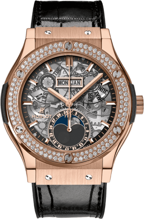 Hublot Classic Fusion Aerofusion Moonphase King Gold Diamonds