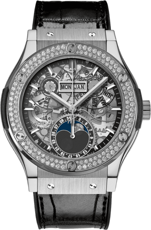 Hublot Classic Fusion Aerofusion Moonphase Titanium Diamonds
