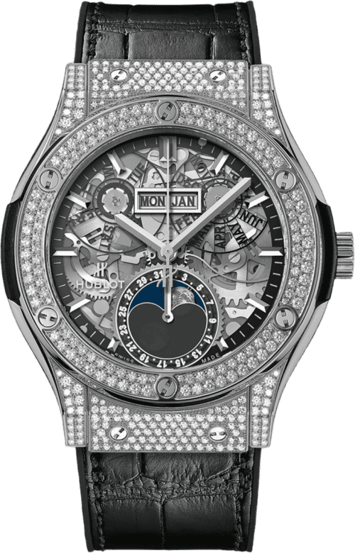 Hublot Classic Fusion Aerofusion Moonphase Titanium Pavé