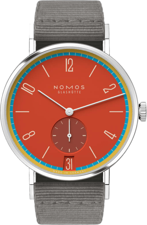 Nomos Glashütte Tangente 38 Date Ziegelblau