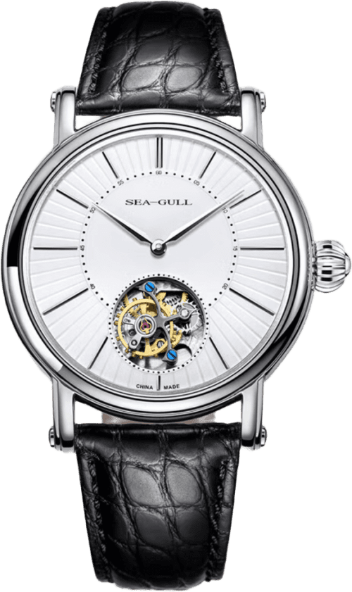 Seagull Off-Center Tourbillon Watch With Bar Index