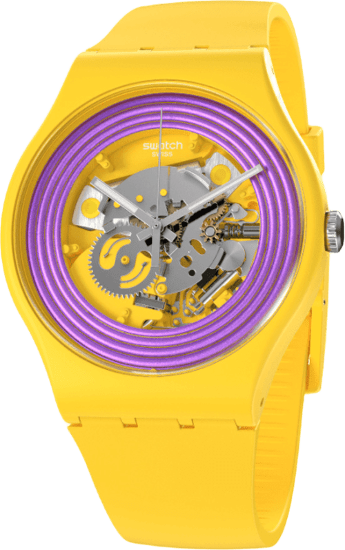 Swatch Monthly Drops Purple Rings Yellow