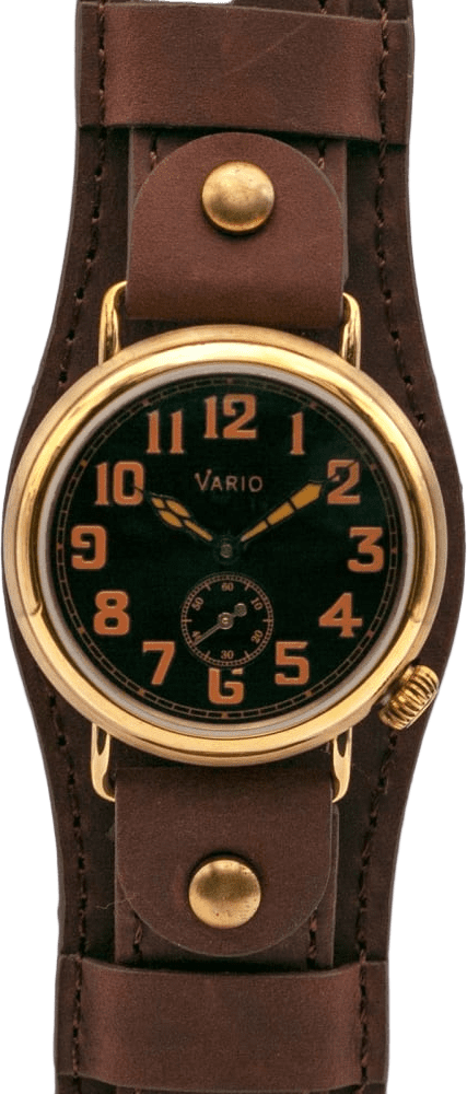 Vario 1918 Trench Brass Black Dial with Orange Lum