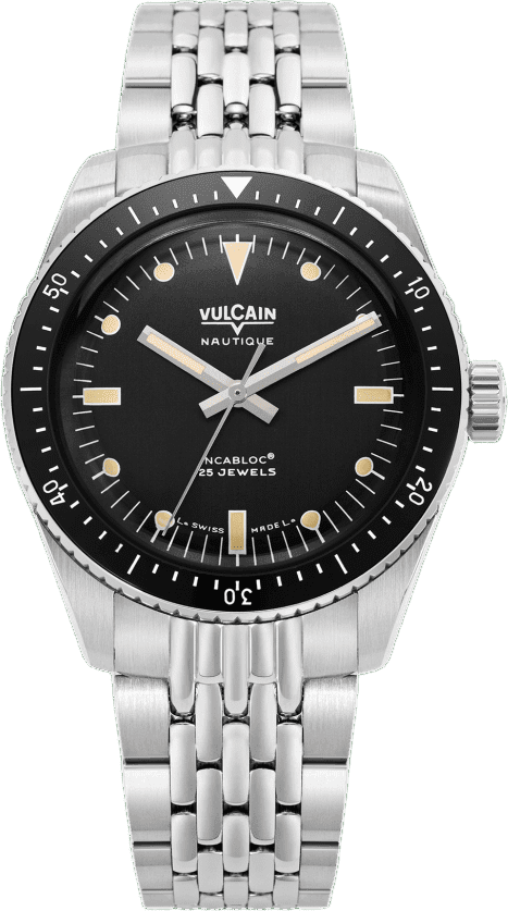 Vulcain Skindiver Nautique - Black with Khaki Brown Lum