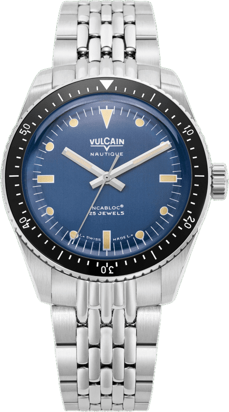 Vulcain Skindiver Nautique - Blue with Khaki Brown Lum