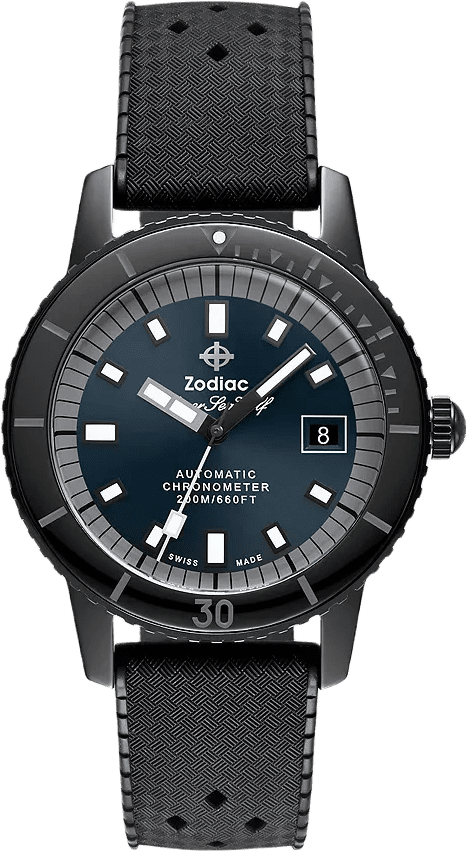 Zodiac Super Sea Wolf Ceramic Compression Diver Automatic Rubber Strap Watch