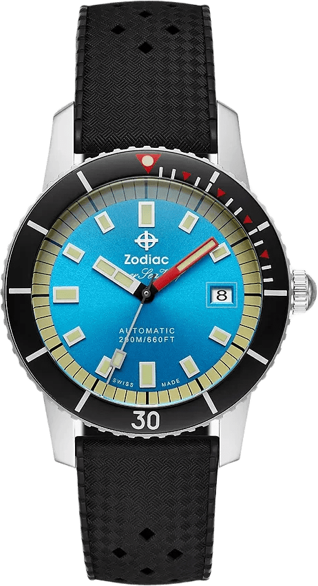 Zodiac Super Sea Wolf Compression Diver Automatic Rubber Strap Watch