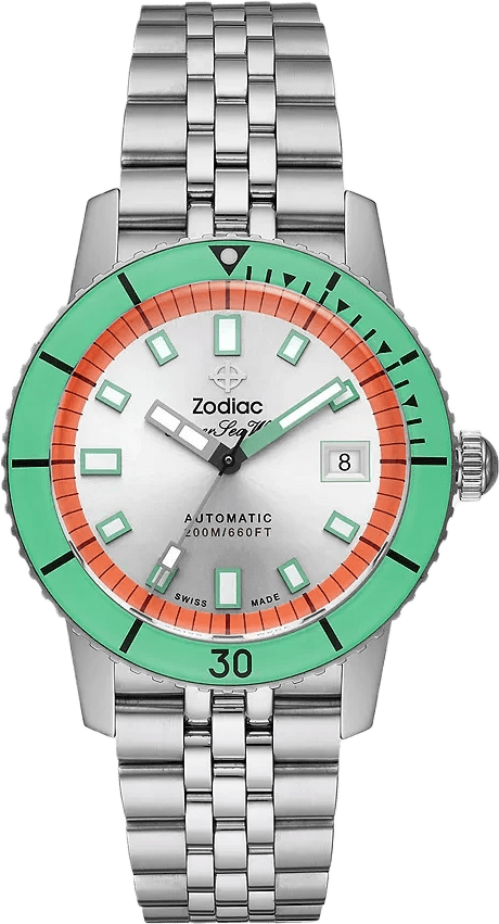 Zodiac Super Sea Wolf Compression Diver Automatic Stainless Steel Watch