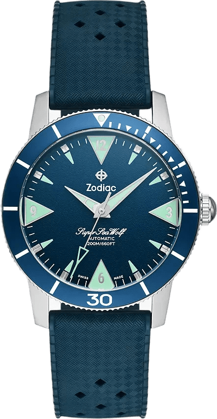 Zodiac Super Sea Wolf Skin Diver Automatic Rubber Strap Watch