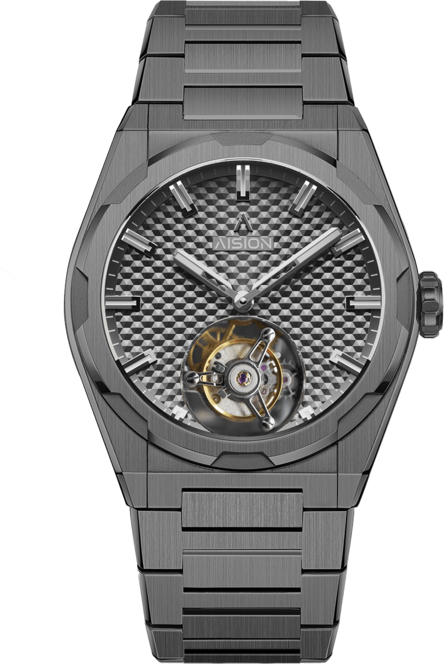 AISION Tourbillon - Hexagonal Pyramid Seamless Dial - Gunmetal