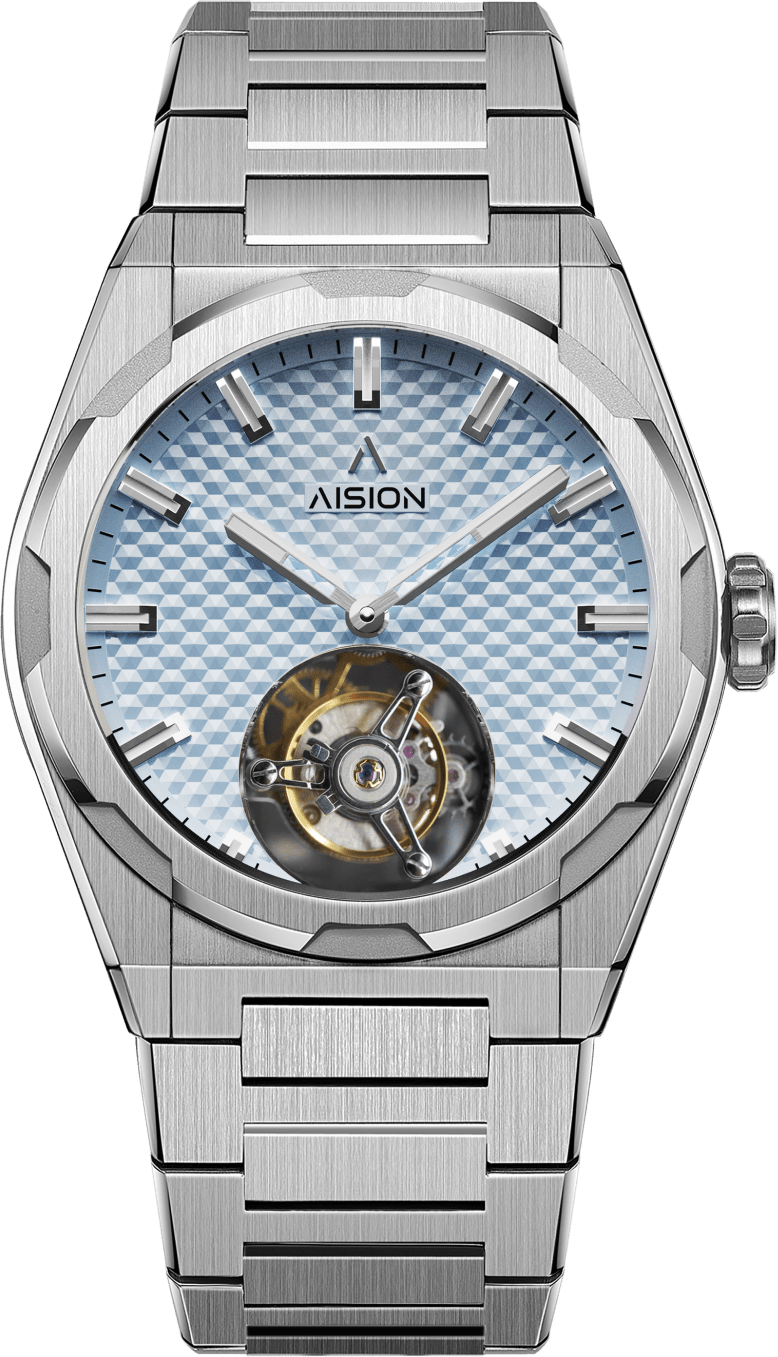 AISION Tourbillon - Hexagonal Pyramid Seamless Dial - Ice Blue