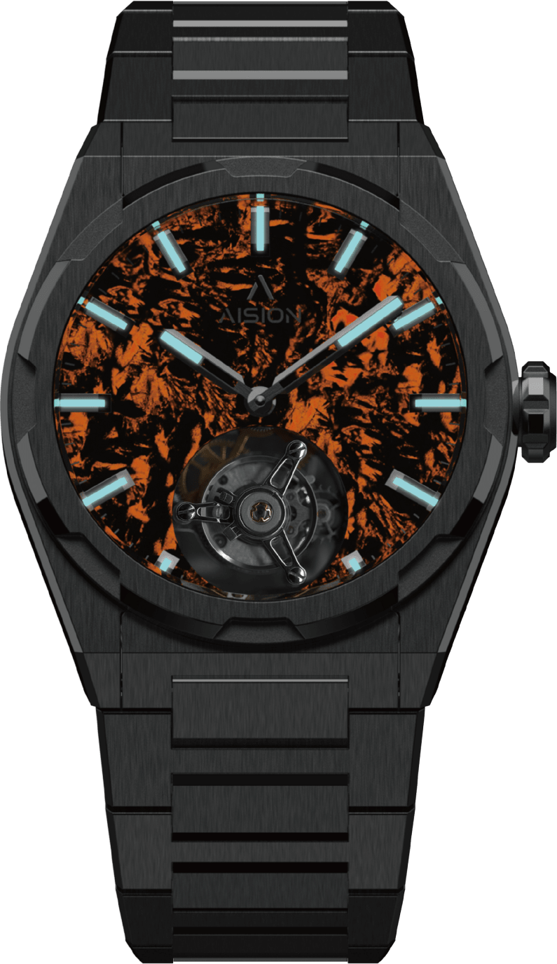 AISION Tourbillon - Lumed Forged Carbon Fiber Dial - Orange