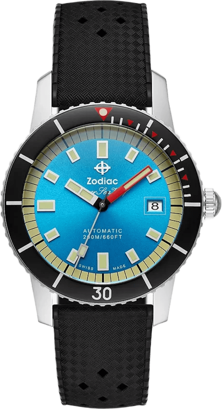 Zodiac Super Sea Wolf Compression Diver Automatic Rubber Strap Watch