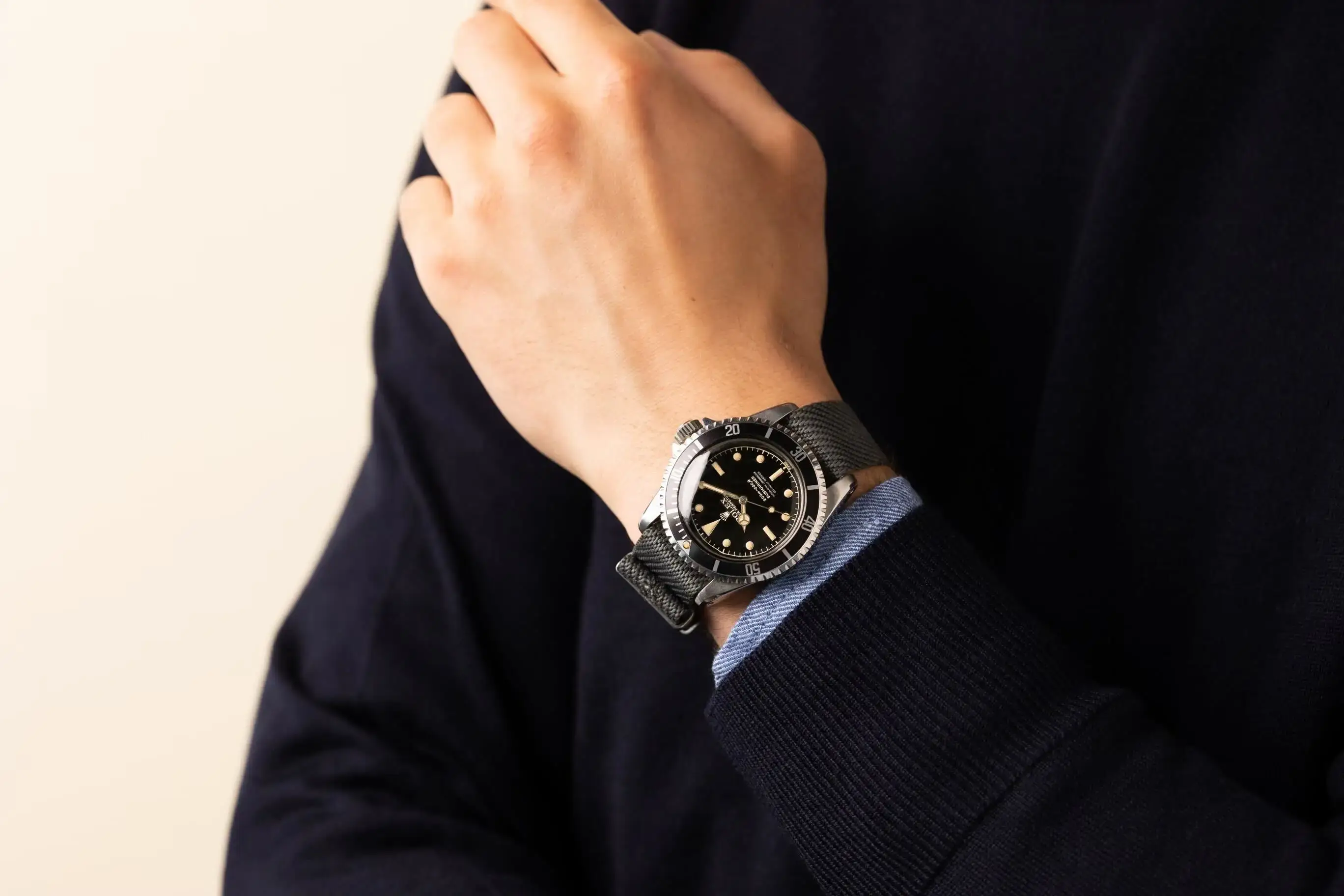 Raised arm with watch
