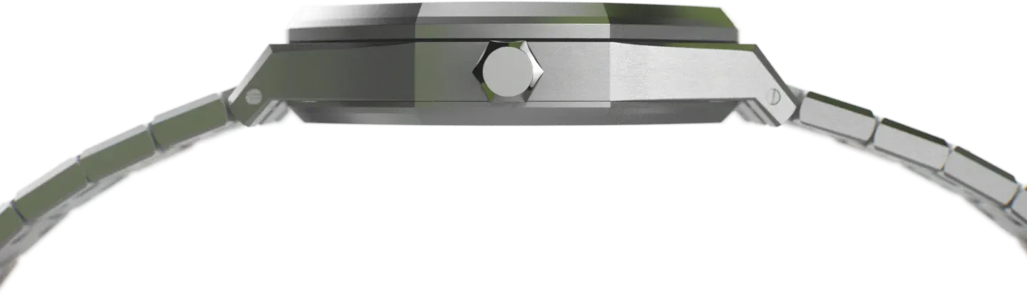 Crisp, side-view of watch