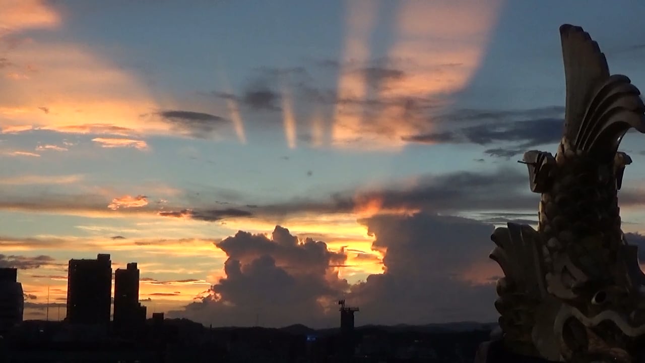Dramatic sky with sunset colors