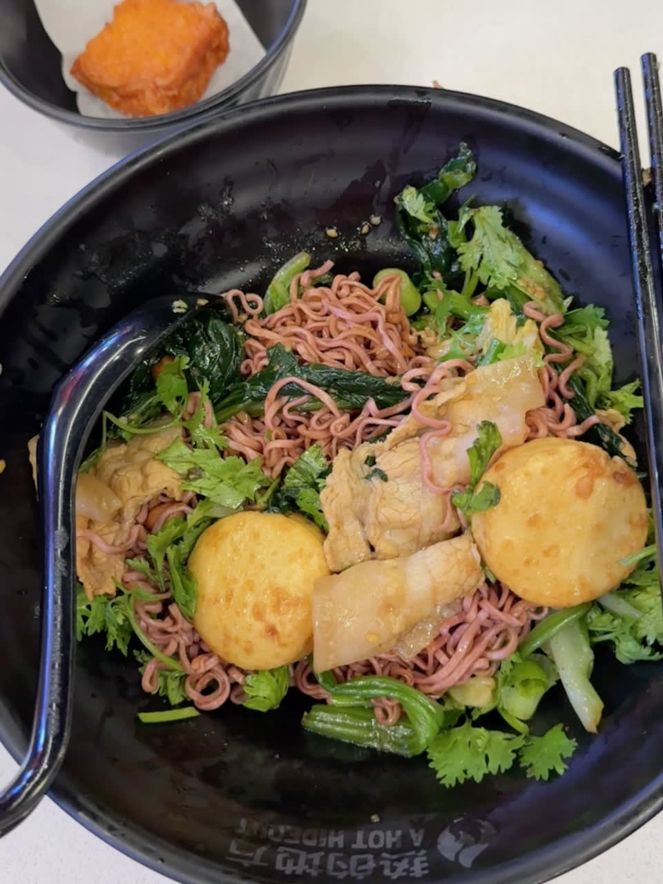 A Hot Hideout's oriental noodle stir-fry and fried cheese otah