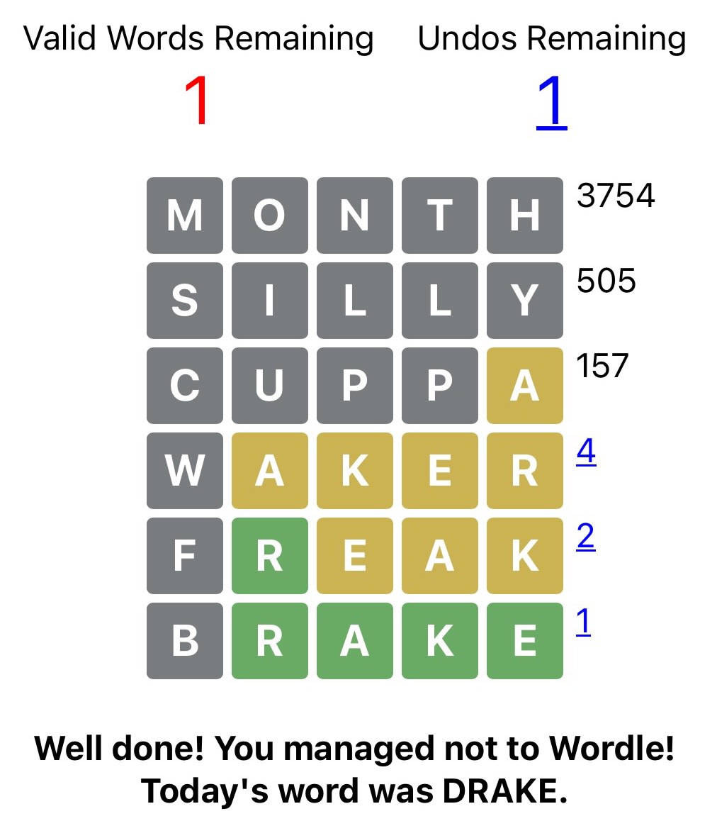 Don't Wordle: DRAKE
