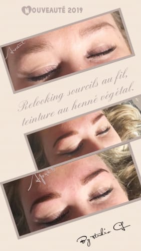 Relooking sourcils au fils et teinture au henné végétal