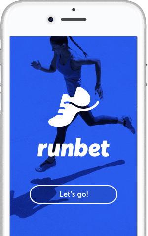 RunBet app welcome screen on white iphone.
