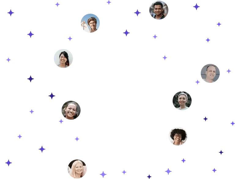 an array of user avatars and stars