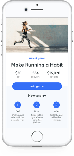 RunBet app on an iPhone.