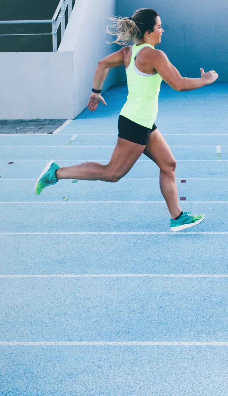 Image of female running on the stairs