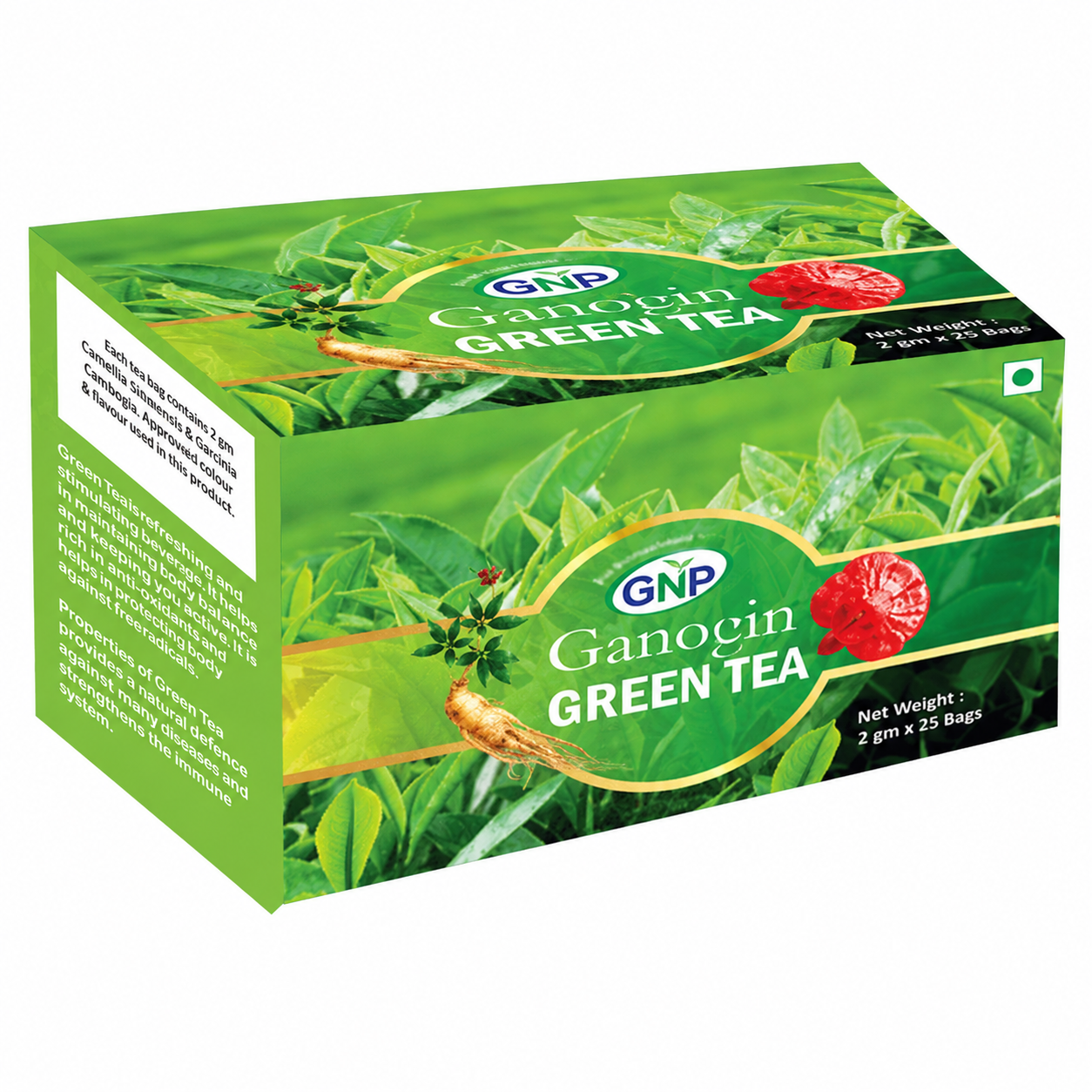 GNP Ganogin Green Tea ,100gm(50 Tea Bag)