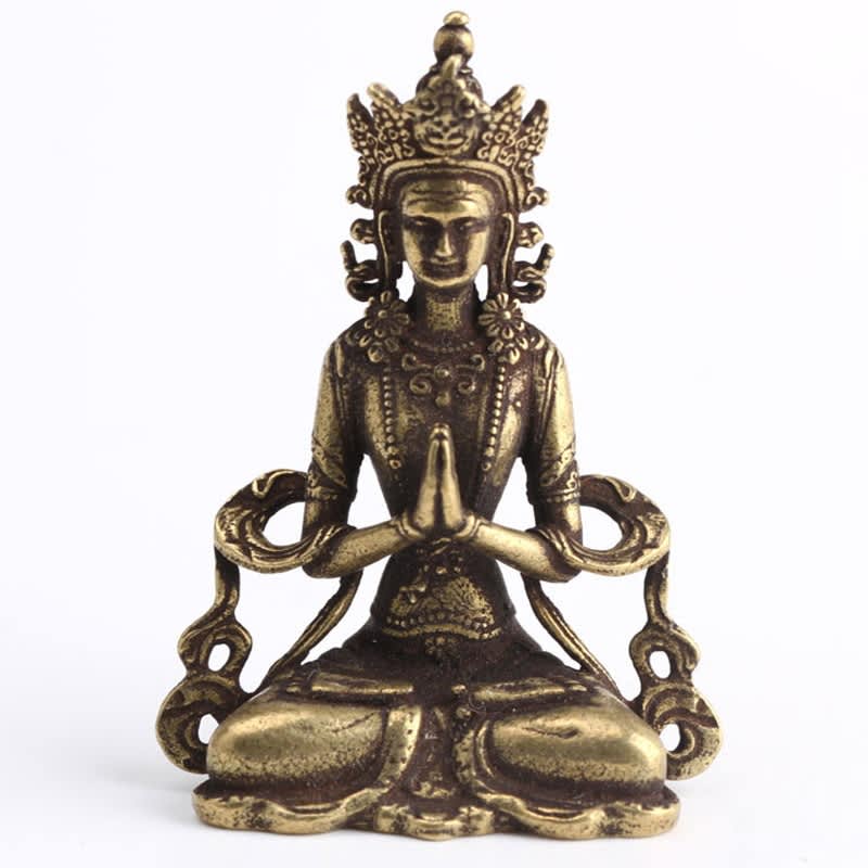 Mini estatua de adorno de Buda de cobre sólida, escultura de Buda para meditación, figuritas en miniatura, decoración para el hogar y la Oficina Mini estatua de adorno de Buda de cobre sólida, escultura de Buda para meditación, figuritas en miniatura, decoración para el hogar y la Oficina