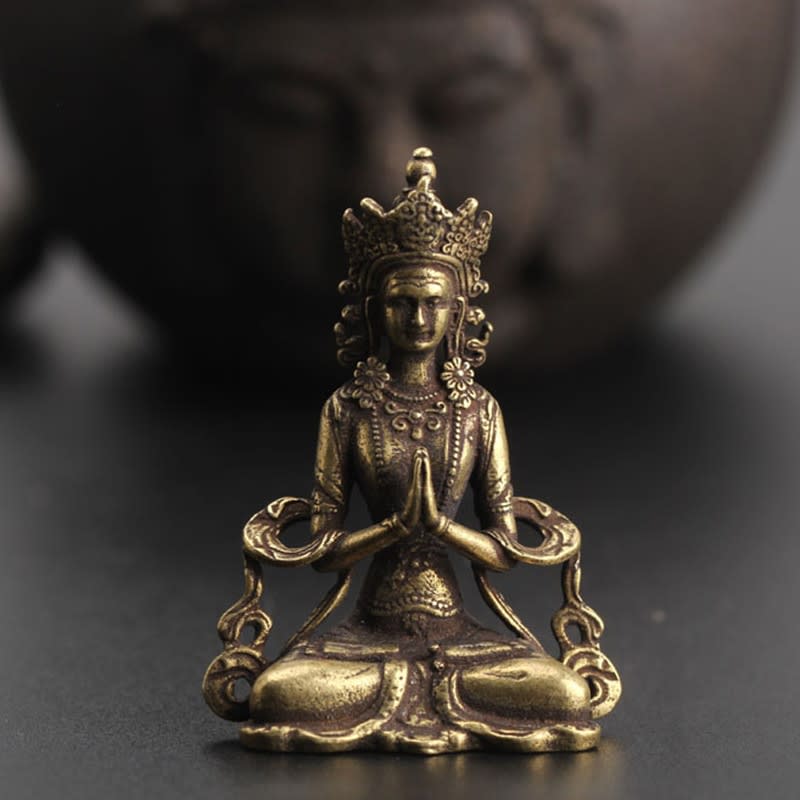 Mini estatua de adorno de Buda de cobre sólida, escultura de Buda para meditación, figuritas en miniatura, decoración para el hogar y la Oficina Mini estatua de adorno de Buda de cobre sólida, escultura de Buda para meditación, figuritas en miniatura, decoración para el hogar y la Oficina