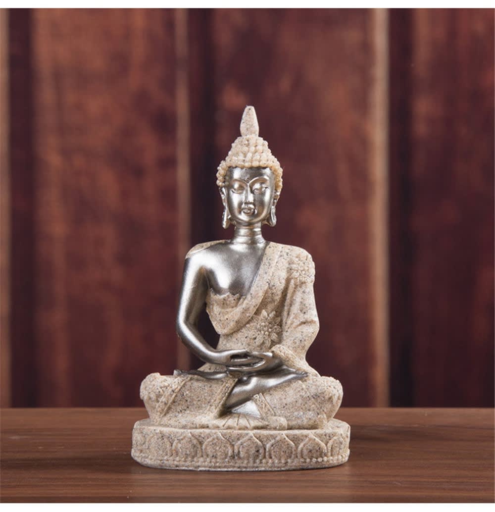 Escultura hecha a mano de Buda sentado, piedra arenisca, Bodhisattva, sala de estar, decoración del hogar, estatuas del sudeste asiático Escultura hecha a mano de Buda sentado, piedra arenisca, Bodhisattva, sala de estar, decoración del hogar, estatuas del sudeste asiático