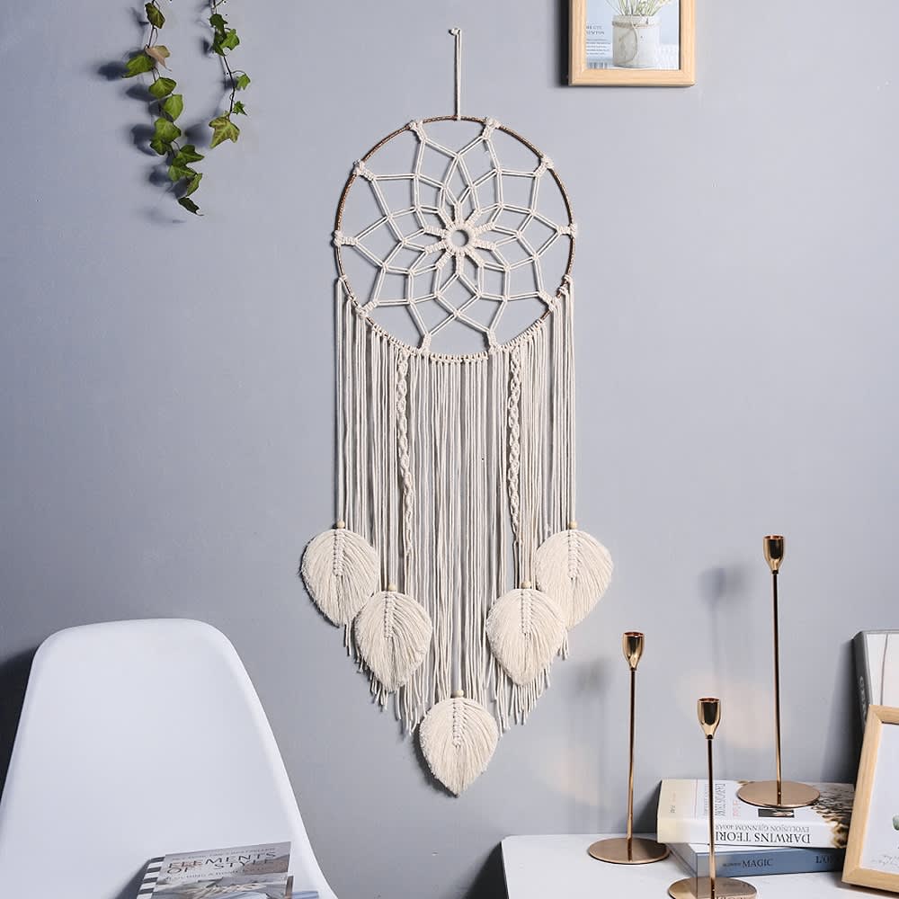 Atrapasueños de macramé, accesorios de decoración para el hogar, decoración de pared para habitación de niños con luz, 5 uds. Atrapasueños de macramé, accesorios de decoración para el hogar, decoración de pared para habitación de niños con luz, 5 uds.