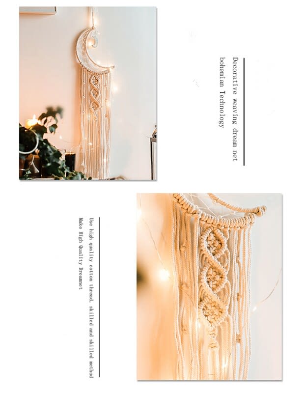Atrapasueños de macramé, accesorios de decoración para el hogar, decoración de pared para habitación de niños con luz, 5 uds. Atrapasueños de macramé, accesorios de decoración para el hogar, decoración de pared para habitación de niños con luz, 5 uds.
