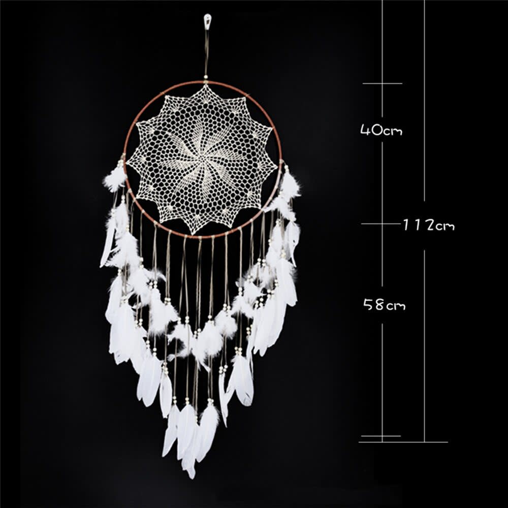 Atrapasueños redondo de algodón tejido a mano, colgante de macramé con armazón resistente perfecto para decoración del hogar, color Beige, 40CM Atrapasueños redondo de algodón tejido a mano, colgante de macramé con armazón resistente perfecto para decoración del hogar, color Beige, 40CM