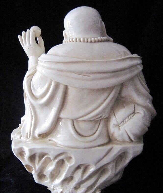 Porcelana blanca dehua de 13 pulgadas, Buda que ríe, cómoda, China Porcelana blanca dehua de 13 pulgadas, Buda que ríe, cómoda, China