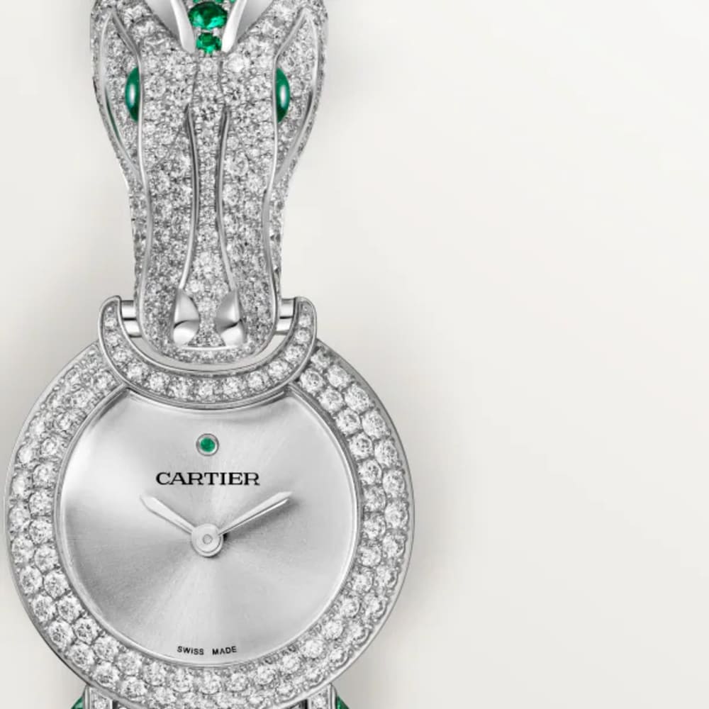 Cartier Animalière White Gold Diamond & Emerald Silver Dial 23mm
