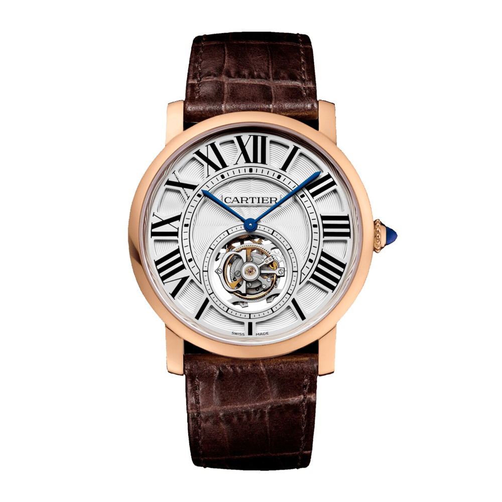 Cartier Rotonde de Cartier Flying Tourbillon Rose Gold Silver Dial