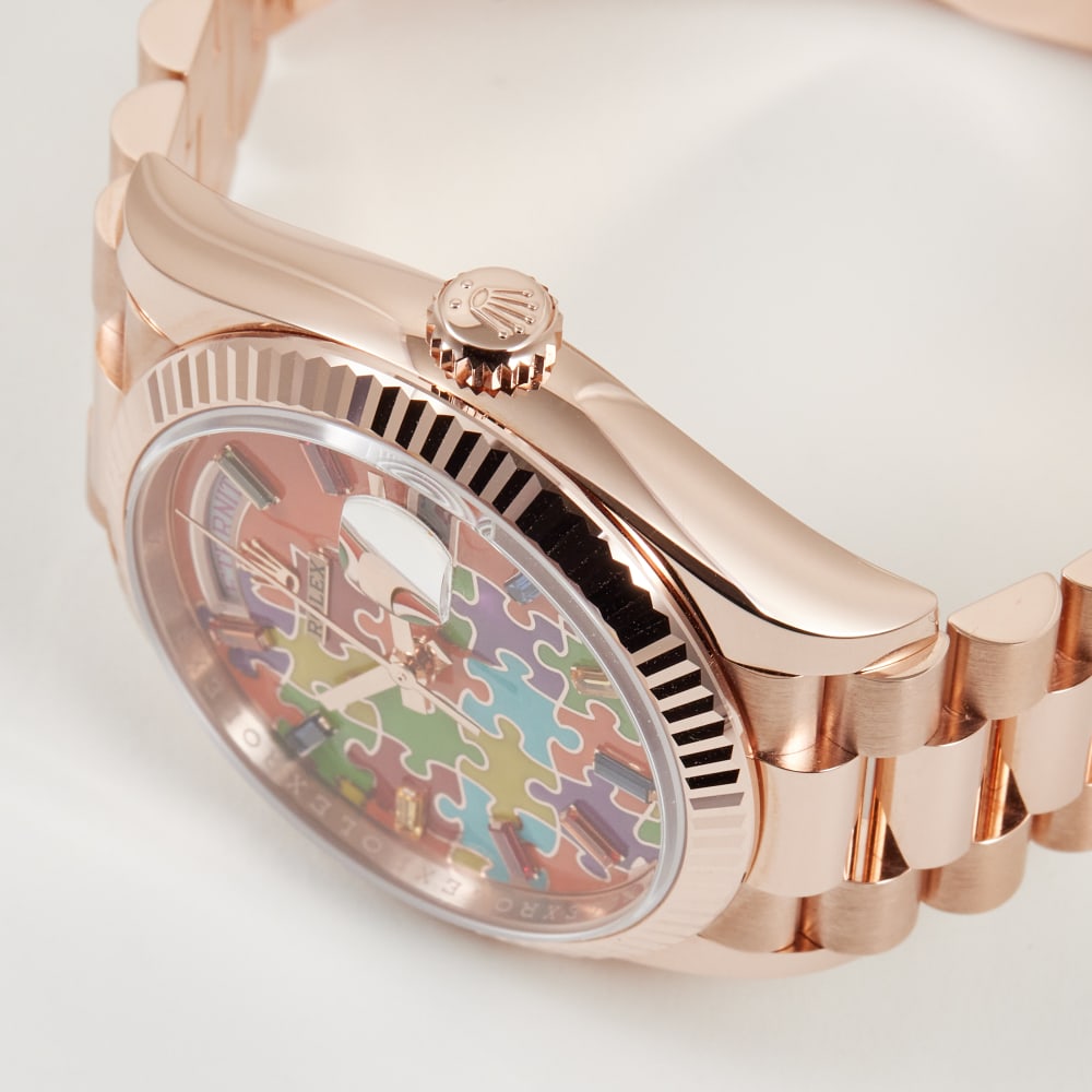 Rolex Day-Date Rose Gold Multi-Color Puzzle Dial 36mm 128235-0063