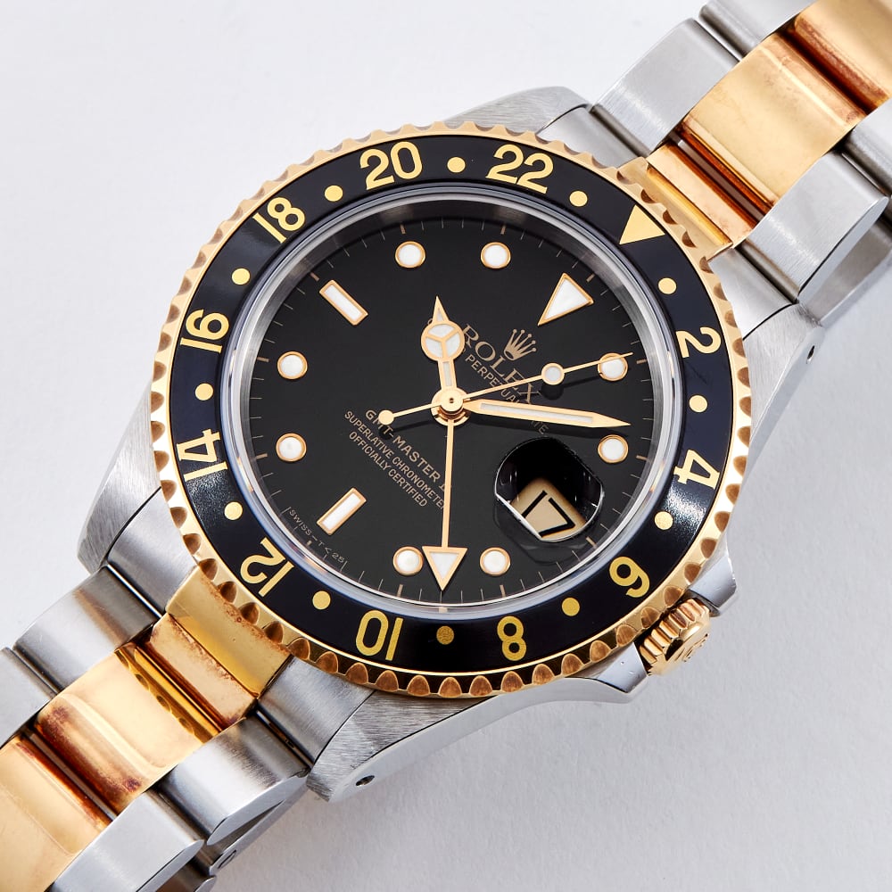 Rolex GMT-Master II Yellow Gold & Steel Black Dial 40mm 16713