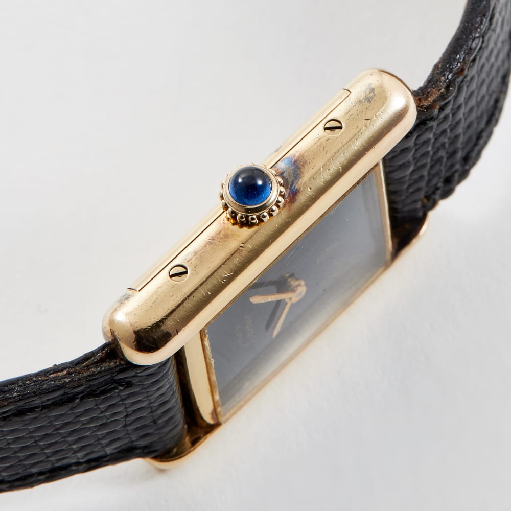 Cartier Vintage Tank Vermeil Gold Plated Black Dial 21mm 82975913