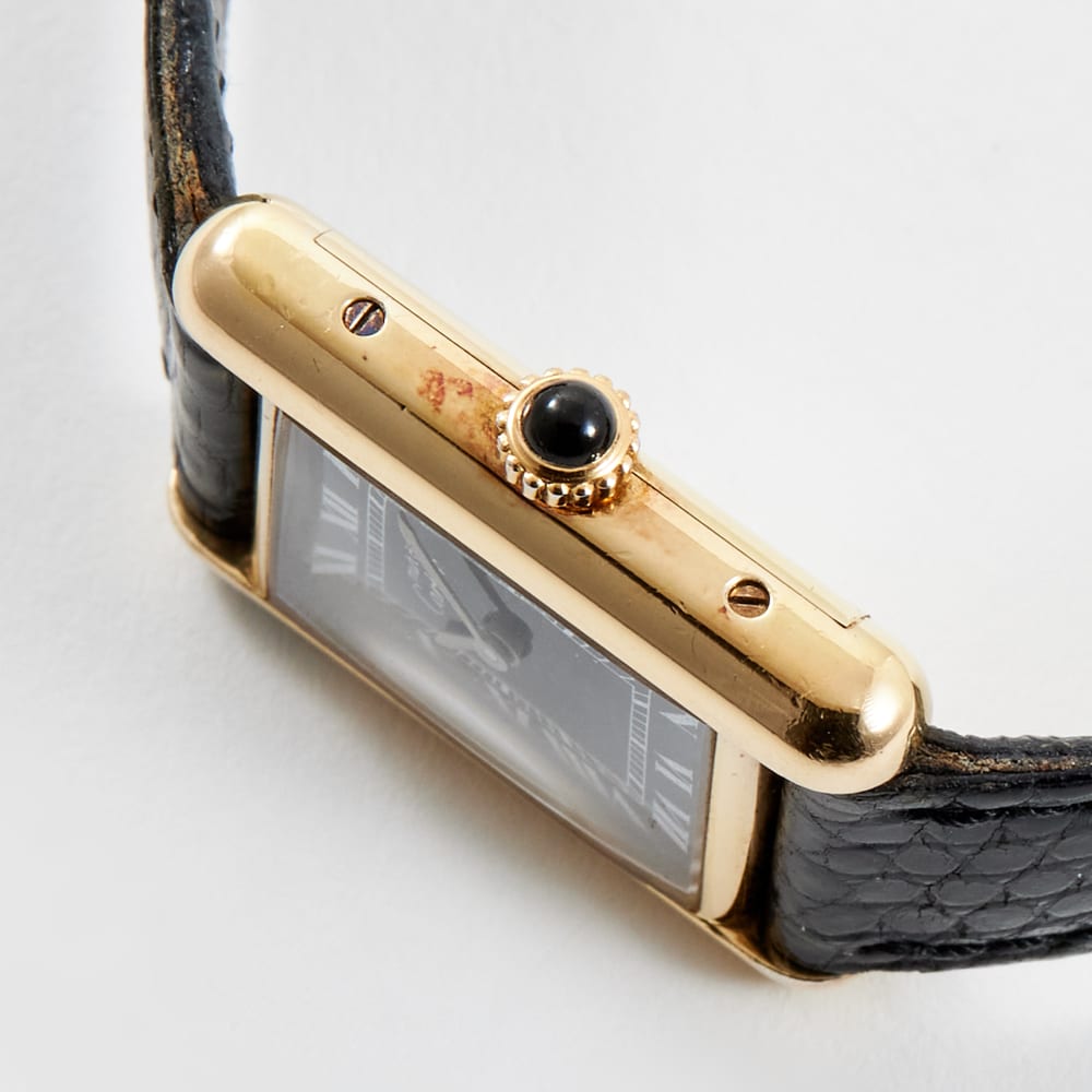 Cartier Vintage Tank Vermeil Gold Plated Black Dial 21mm 82975913