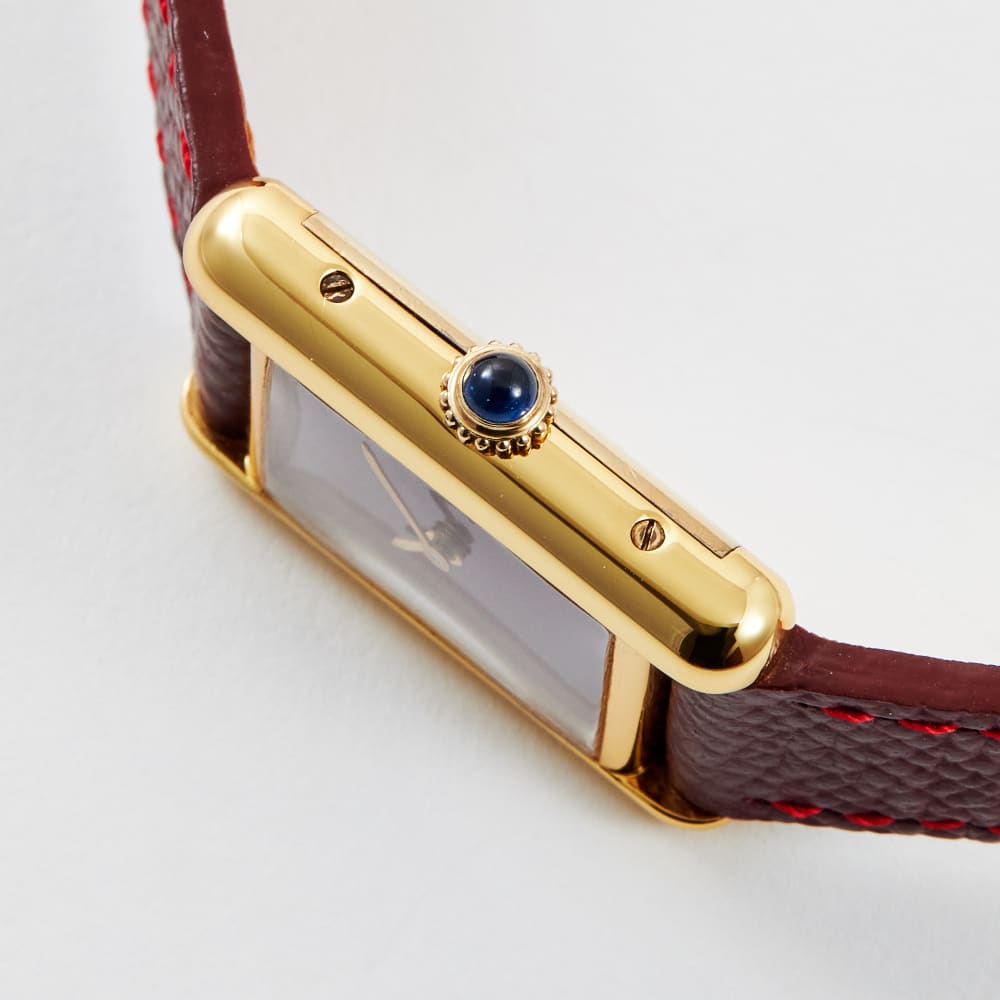 Cartier Vintage Tank Vermeil Gold Plated Burgundy Dial 23mm 59005
