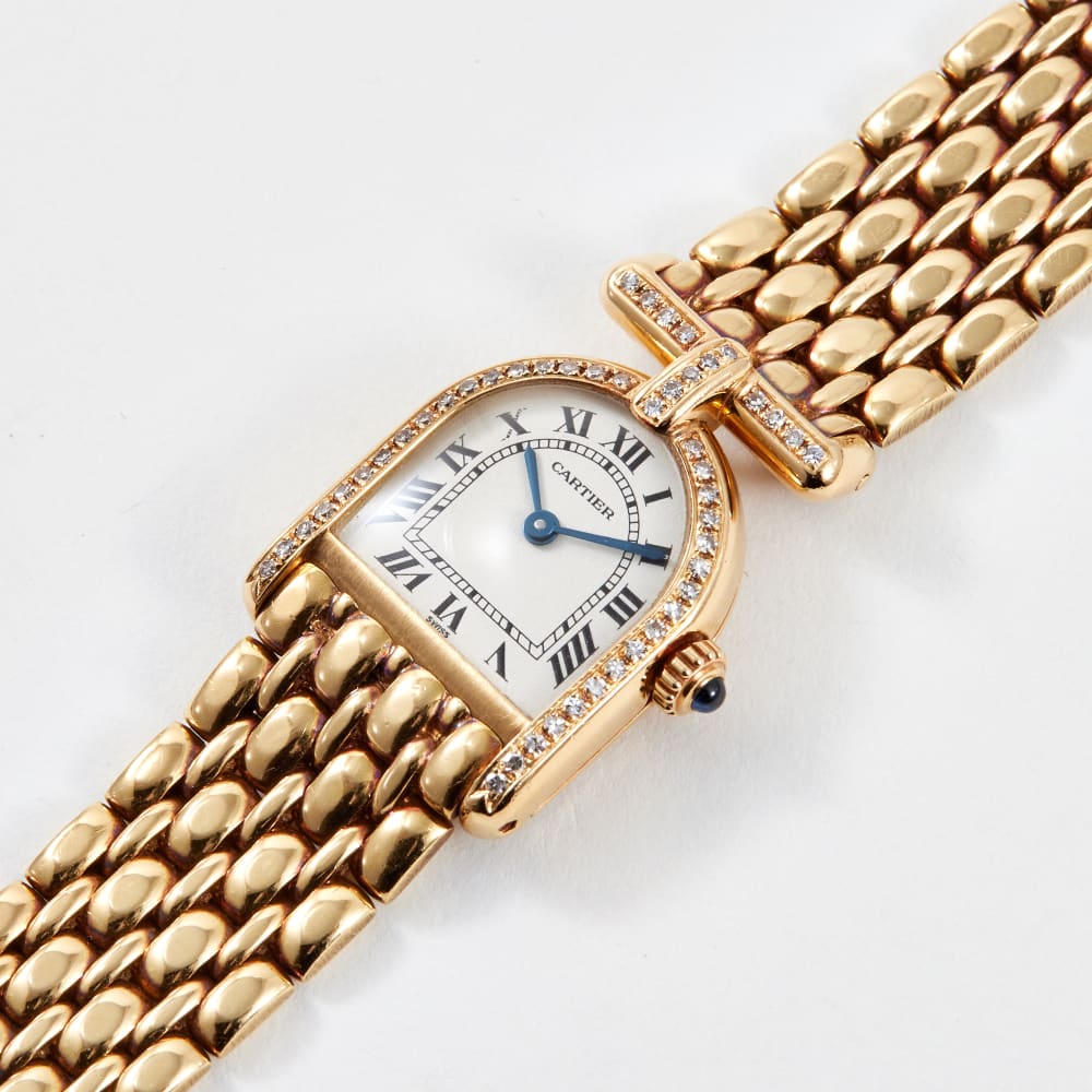 Cartier Vintage Calandre de Cartier Yellow Gold Diamond White Dial