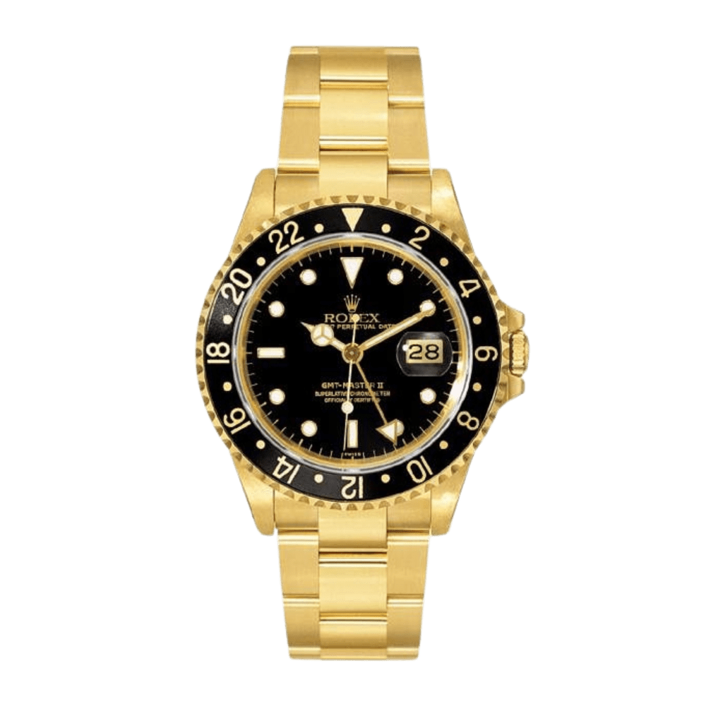 Rolex GMT-Master II Yellow Gold Black Dial 40mm 16718 - Make an