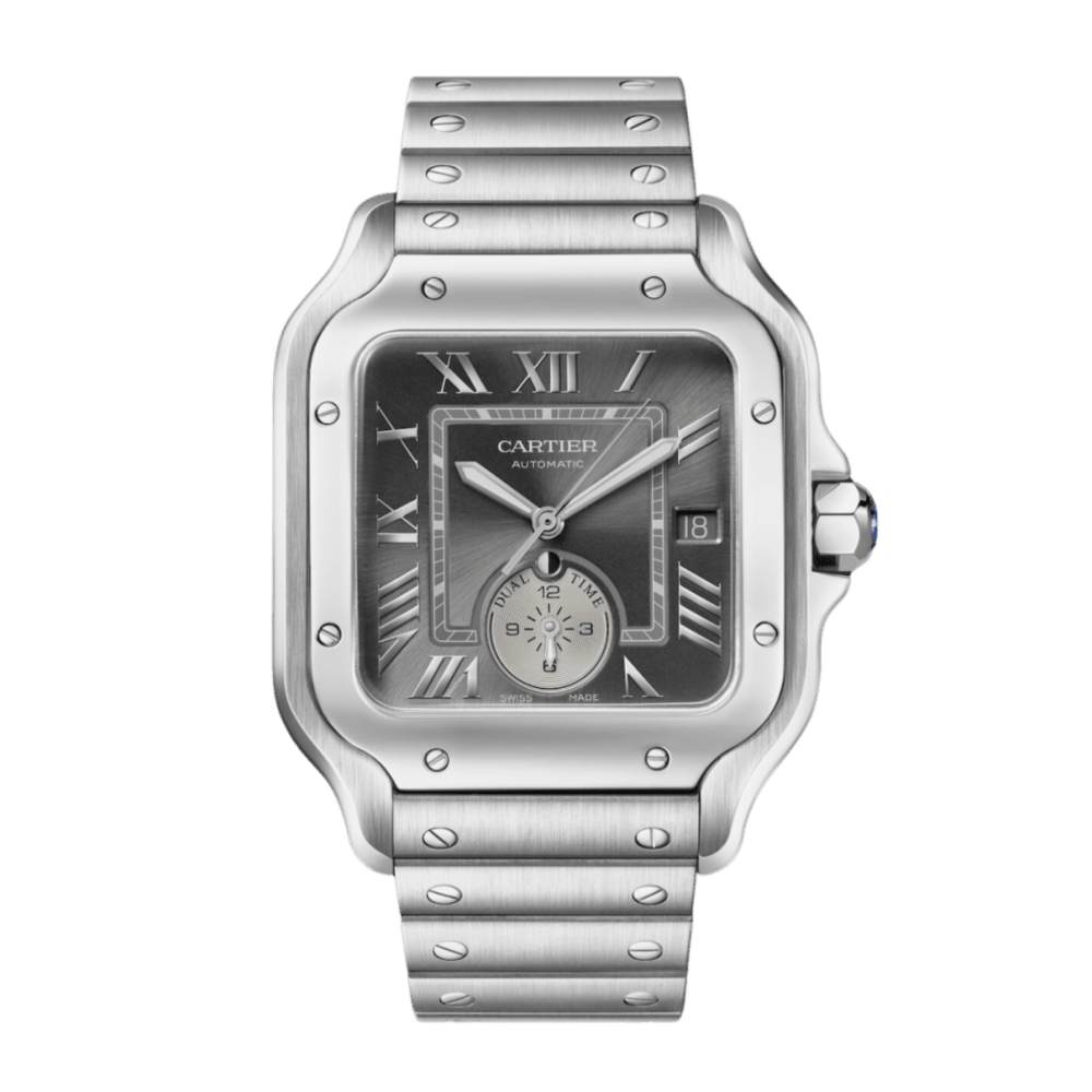 K*u様 【美品】Cartier カルティエ グレー サングラス3059776 Cartier Santos de Cartier Dual Time Steel Grey Dial 40mm WSSA0076