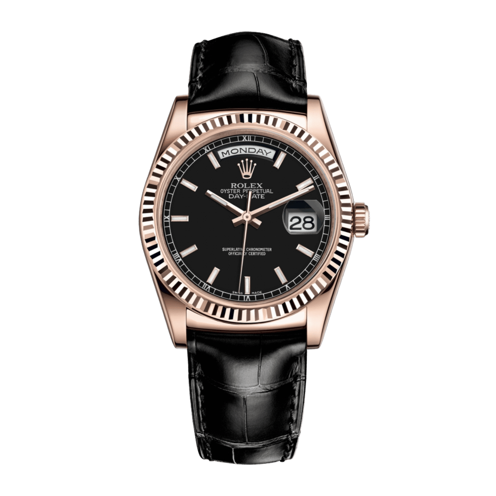 Rolex Day-Date 36 Rose Gold Black Dial 36mm 118135-0063 - Make an