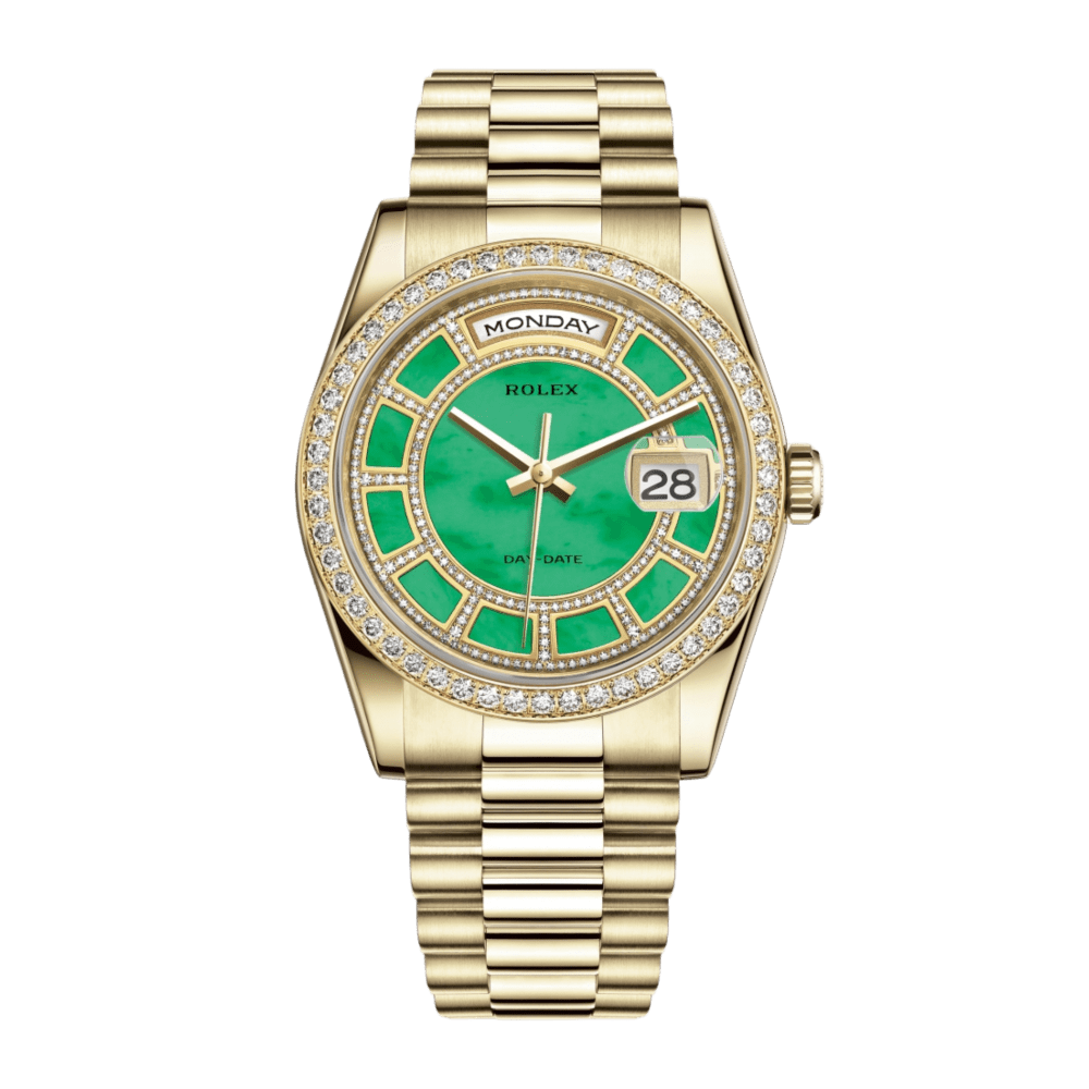 Rolex Day-Date 36 Yellow Gold Green Jade Carousel Dial 36mm 118348