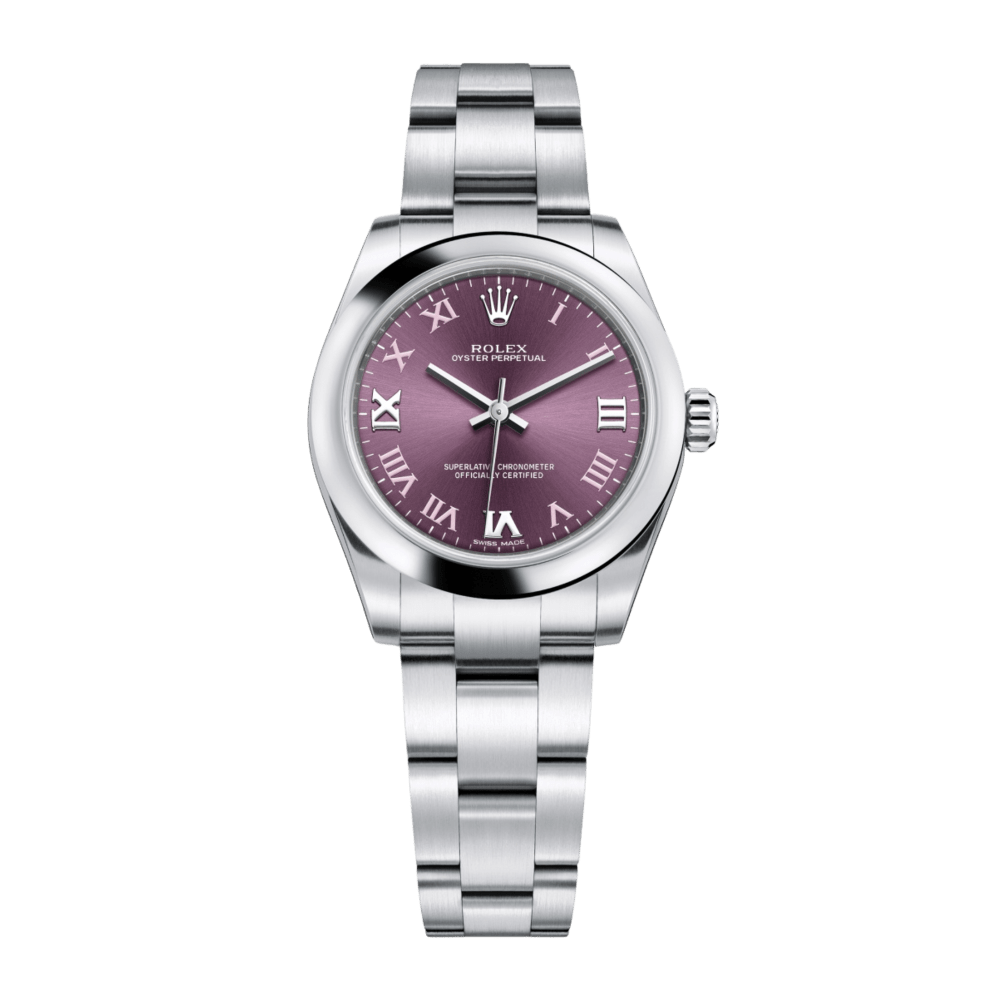 Rolex Oyster Perpetual Steel Purple Dial 31mm 177200-0017 - Make